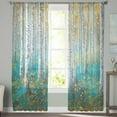 thumbnail image 2 of Teal Yellow Oil Painting Sheer Curtains 63 Inches Length 2 Panels Set, Window Sheer Curtains for Living Room/Bedroom, Contemporary Abstract Art Light Filtering Rod Pocket Curtain 52'' x 63'' x 2, 2 of 7