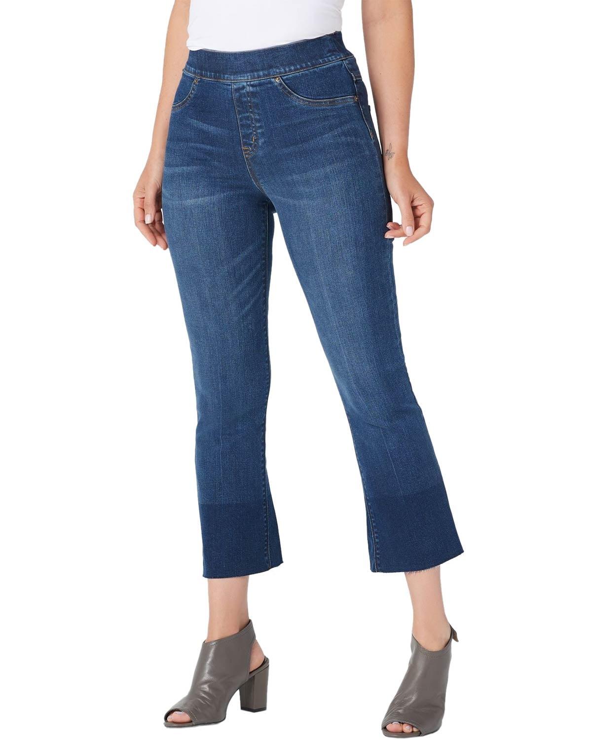 Spanx Womens Medium Wash Crop Flare Denim Leggings Jeans Medium ...