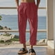 thumbnail image 1 of Pantalones largos para hombre, informales, de vacaciones, con bolsillo, cordón, color liso, cintura elástica, pantalones cortos para hombre, 1 of 4