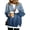 Dark Blue #013, variant on Gradient Leopard Print Fake Two Piece Long Sleeve Sweatshirt Crew Neck Loose Drop Shoulder Casual Pullover Tops for Daily Wear , L