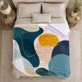 thumbnail image 5 of Abstract Blue Gold and Lavender Shapes, Dreamy Modern Style for Art Lovers, Soft Geometric Color Flow and Housewarming Gift, Cozy Flannel Blanket for Bedroom and Living Room, Home Decor, 5 of 9