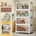 thumbnail image 4 of 5-Layer Stackable Foldable Storage Bins with Lids & Doors, Collapsible Plastic Organizer for Bathroom, Kitchen, Home, Large Storage Box for Shelves & Transport, 4 of 14
