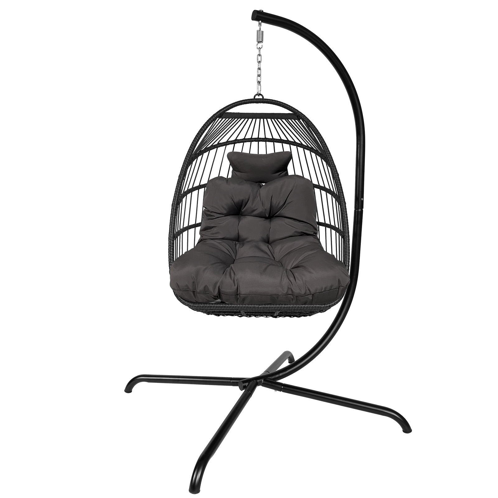 Mydepot Swing Egg Chair with Stand, Indoor/Outdoor Rattan Basket