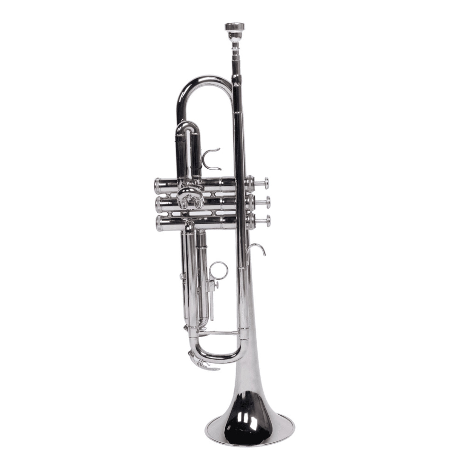 Hassch Brass Trumpet with Case, Drop B Trumpet for Beginners with Mouthpiece & Gloves, Silver