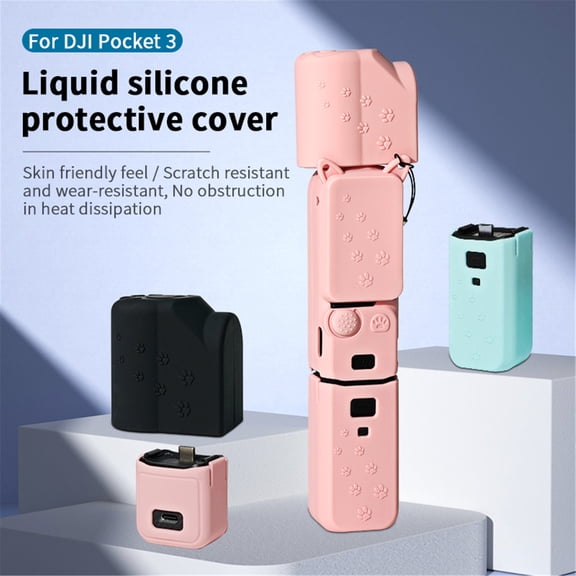Flysimple Pocket 3 Case, Soft Anti-Collision Shockproof Protective Silicone Case Cover Compatible with DJI Osmo Pocket 3 Creator Combo Screen Lens Protector Grip Cover Skin Sleeve Accessories