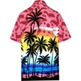 thumbnail image 2 of HAPPY BAY Men's Hawaiian Shirts Short Sleeve Button Down Shirt Mens Vacation Shirts Summer Beach Casual Tropical Shirts for Men Funny L Palm Island View, Red, 2 of 5