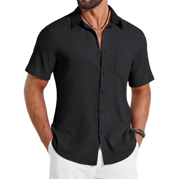 COOFANDY Button Down Casual Shirts for Men Beach Wear Summer Button up Short Sleeve Stylish Shirts