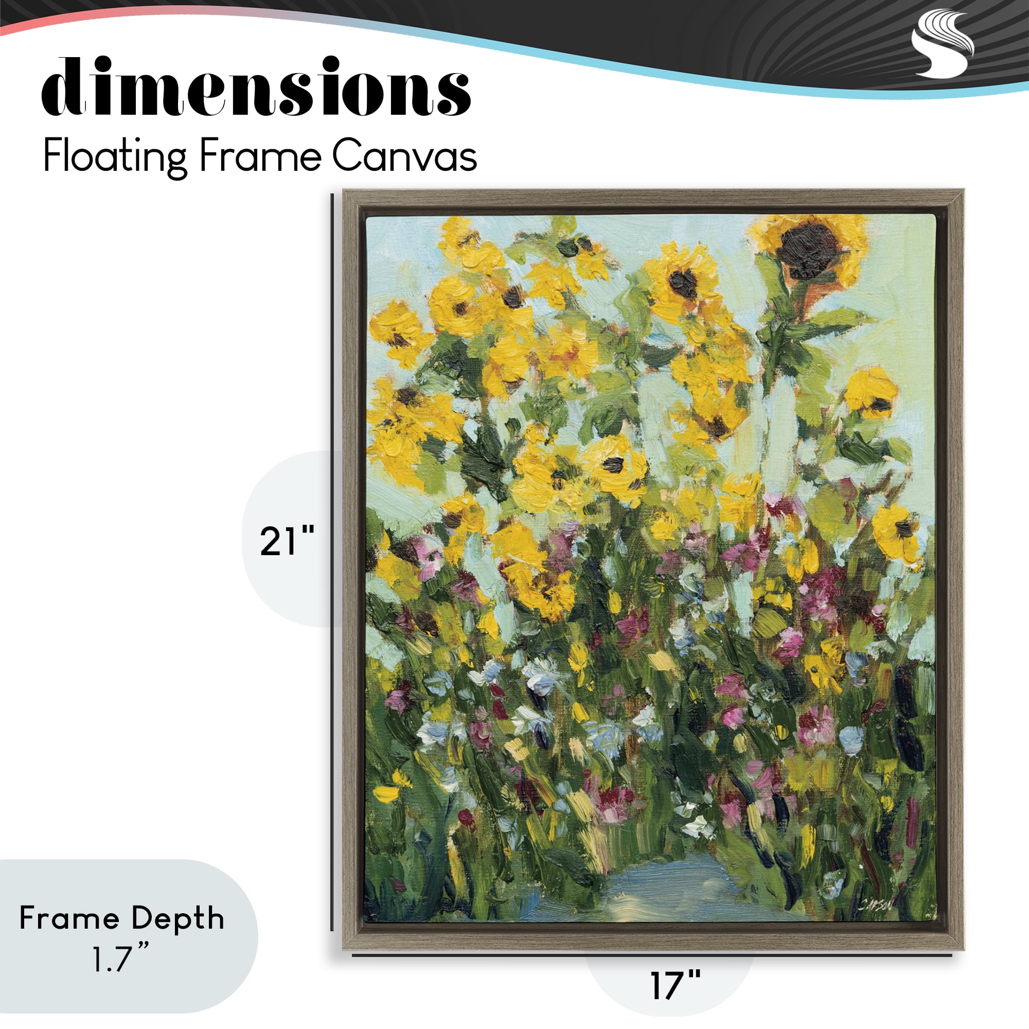 Stupell Industries Sunlit Sunflowers in Garden Brown Framed Floater Canvas Wall Art, design by Carson Overstreet