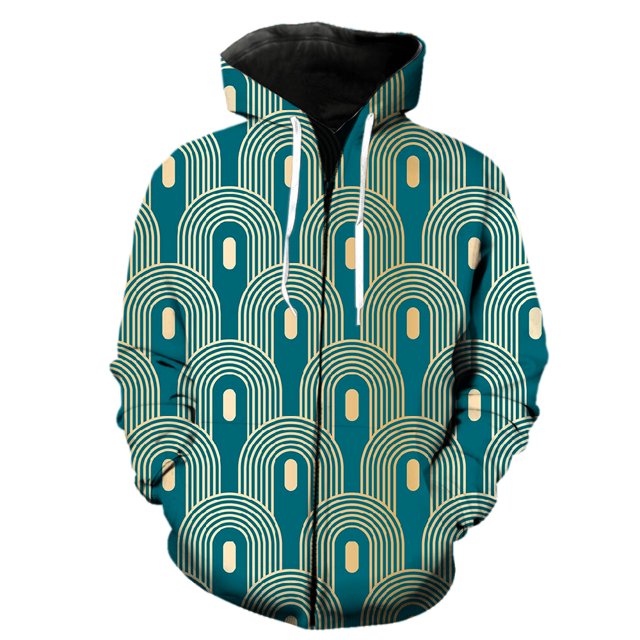 Sudadera con capucha y cremallera para hombre con estampados geométricos abstractos, divertidas sudaderas Harajuku de gran tamaño, modernas, geniales, unisex, informales, hip hop.