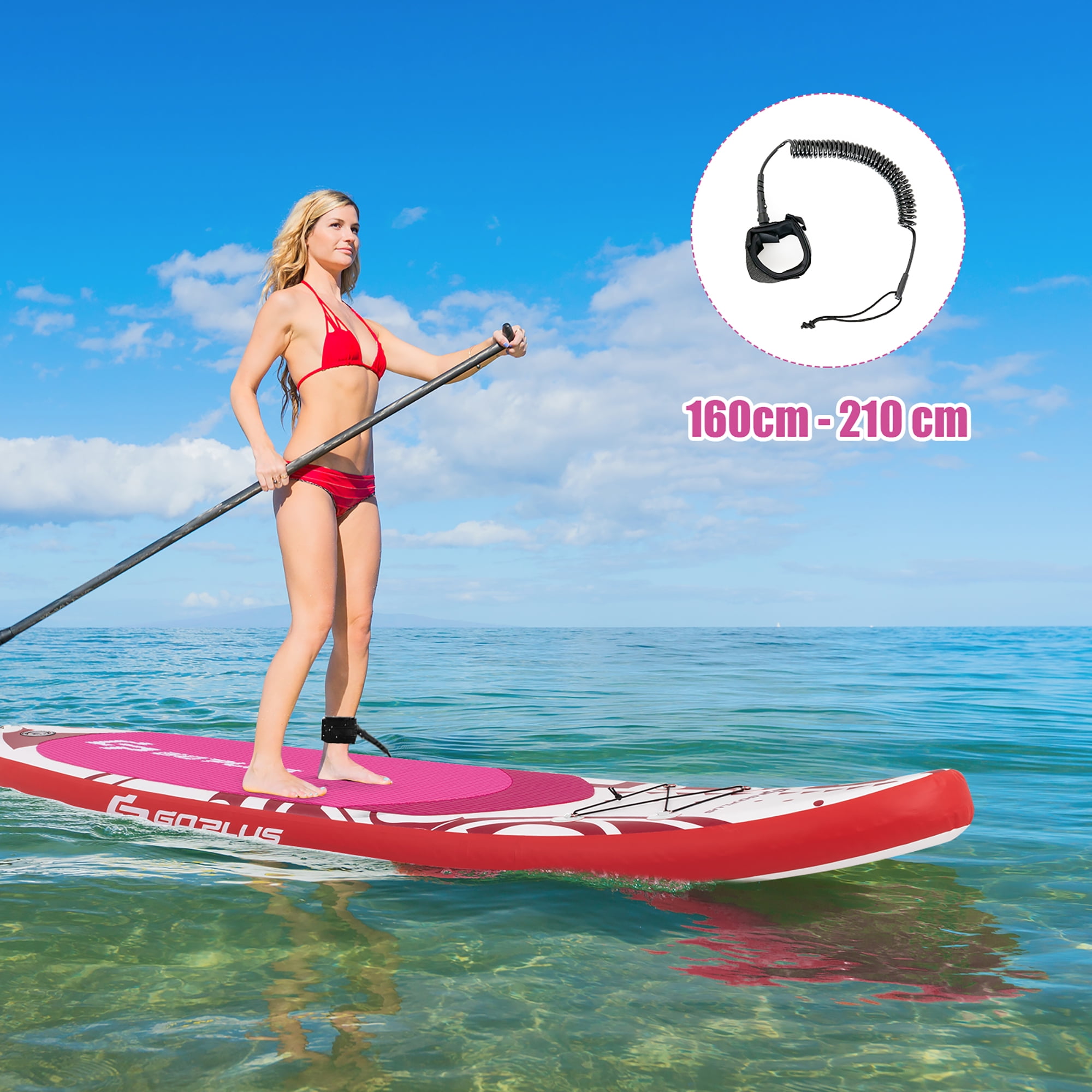 Goplus 11' Inflatable Stand Up Paddle Board SUP W/ Carrying Bag Aluminum Paddle Pink