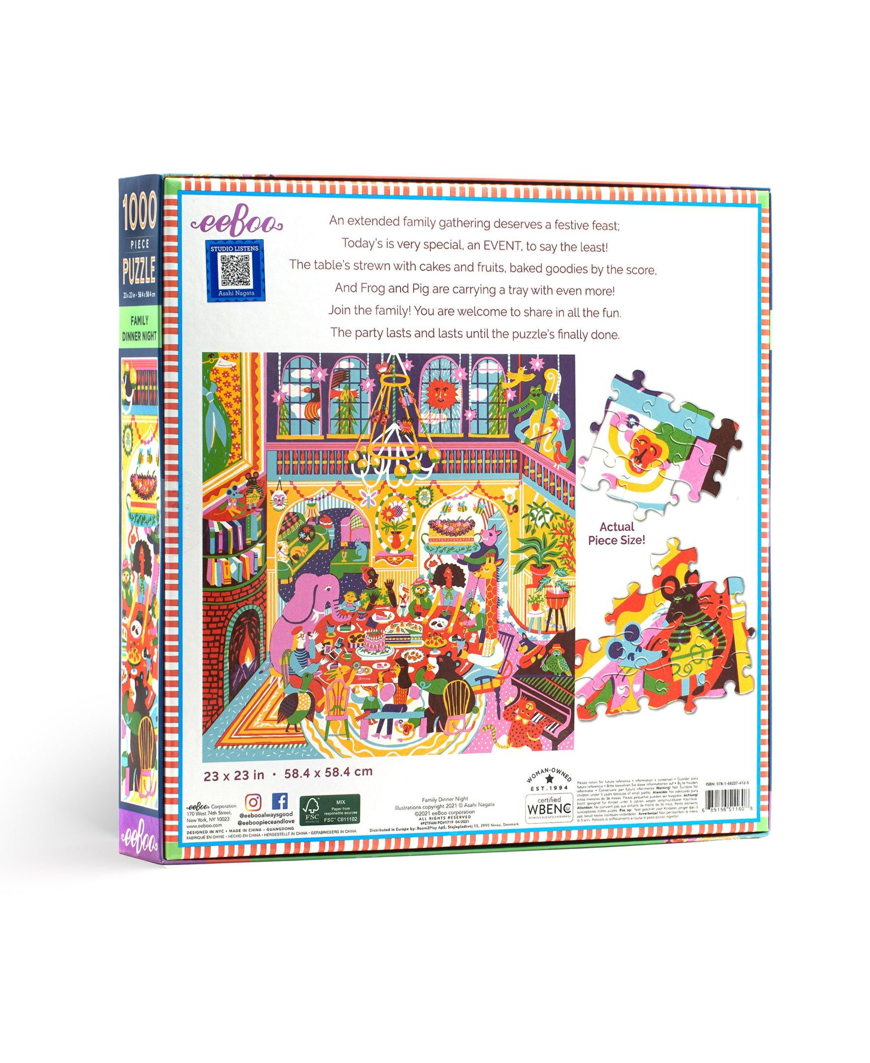 Eeboo 1000 Piece Puzzle for Adults or Kids, Colorful Design Jigsaw Puzzles