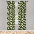 thumbnail image 4 of Ambesonne Umbrella Window Curtains, Japanese Pattern, Each 28" W x 84" L, Olive Green and Multicolor, 4 of 4