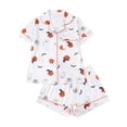 thumbnail image 2 of FASHOFT Halloween Pajamas Women Ghost Pumpkin Print Silk Short Sleeve Button Tops Matching Shorts Set Cute Plus Size Pjs White L, 2 of 8