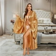 thumbnail image 2 of YAOLAN Women's Silk Kimono Long Robe Satin Bridesmaid Wedding Sleepwear Plus Size, 2 of 11