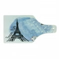 thumbnail image 1 of Eiffel Tower Cutting Board, Surreal Watercolors Paint of Eiffel Tower with Rain Splashes Paris Culture Landmark, Tempered Glass Cutting and Serving Board, Wine Bottle Shape, Blue, by Ambesonne, 1 of 1