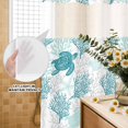 thumbnail image 3 of No Hook Shower Curtain, Turquoise Coastal Shower Curtains for Bathroom with See Through Top Window, Sea Turtle Nautical Coral Summer Beach Waterproof & Washable Bath Curtain 66"x72", 3 of 9