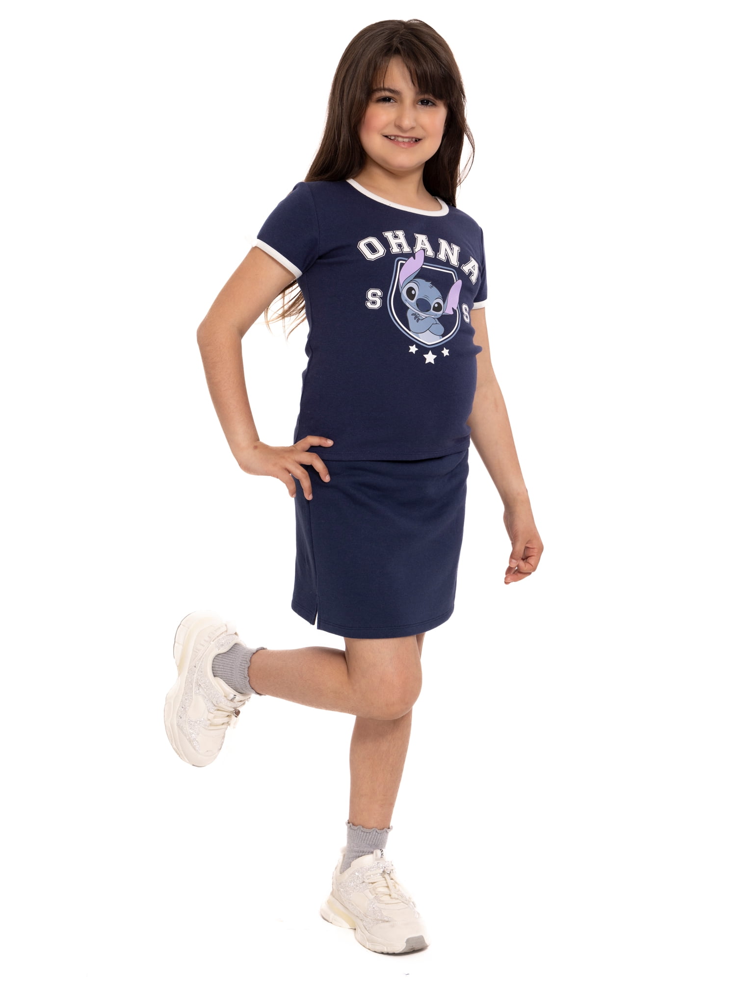 Lilo & Stitch Girls Short Sleeve Bow Detail Graphic T-Shirt, Sizes 4-16
