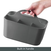 mDesign Small Plastic Caddy Tote for Desktop Office Supplies, 2 Pack, Dark Gray
