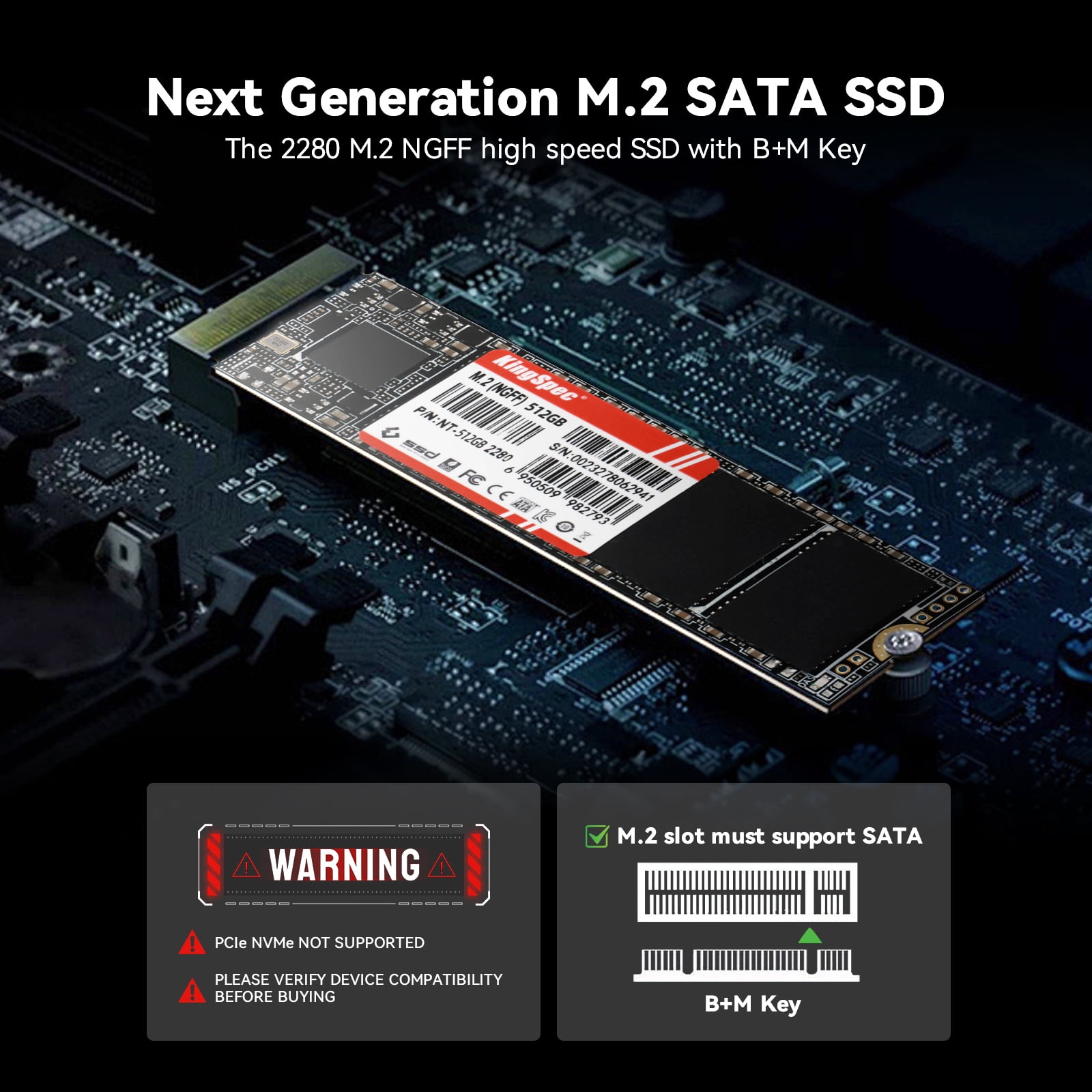 KingSpec 512GB M.2 SATA SSD, 2280 Form Factor, 6Gbps - Walmart.com