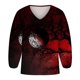 thumbnail image 5 of Mujer Otoño Invierno Casual Sexy Moda Camisa Halloween Impreso Manga Larga Puff Cuello V Jersey Top Fridja fjkfkj7646, 5 of 6