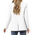 thumbnail image 5 of Women's Two Button Lapel Blazer, Long Sleeve Work Jacket with Pockets, Business Casual Office Wear, Leopard Print Lined Jacket, Structured Front Open Cardigan White M, 5 of 8