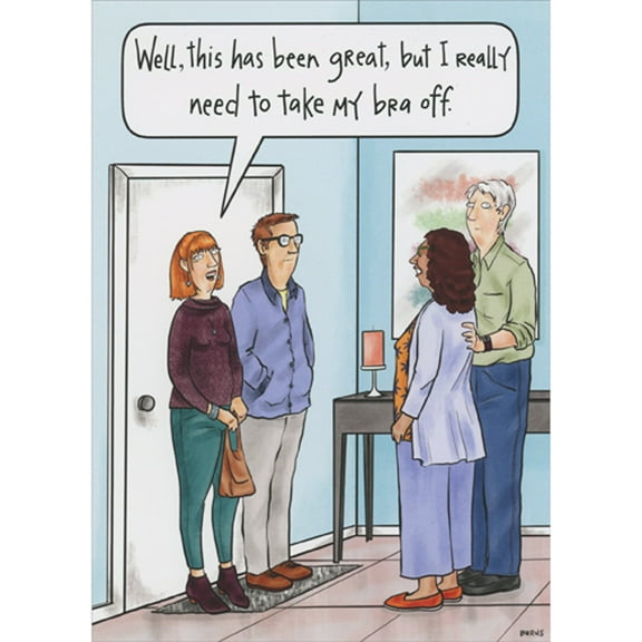 Oatmeal Studios Couple Leaving Because Bra Needs to Come Off Funny / Humorous Birthday Card for Women
