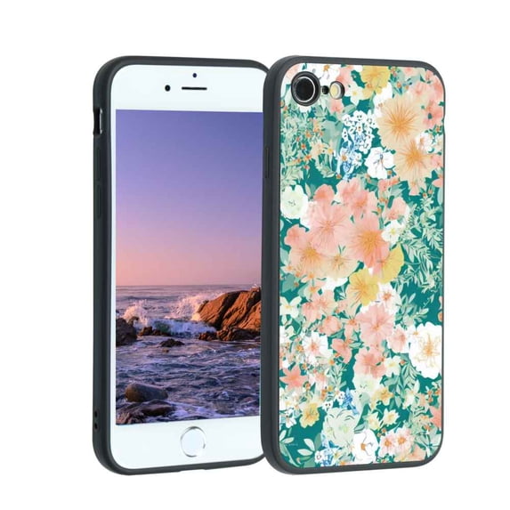 Compatible with iPhone 8 Phone Case, Floral 115 Case Men Women, Flexible Silicone Shockproof Case for iPhone 8