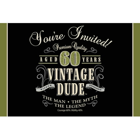 Vintage Dude 60 Invitations, 8pk