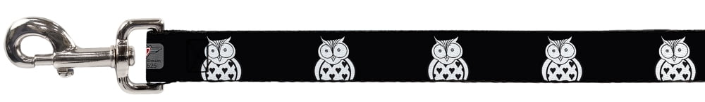 Buckle-Down Pet Leash, Dog Leash, Owls Black Whit, 6 Feet Long 1.0 Inch Wide