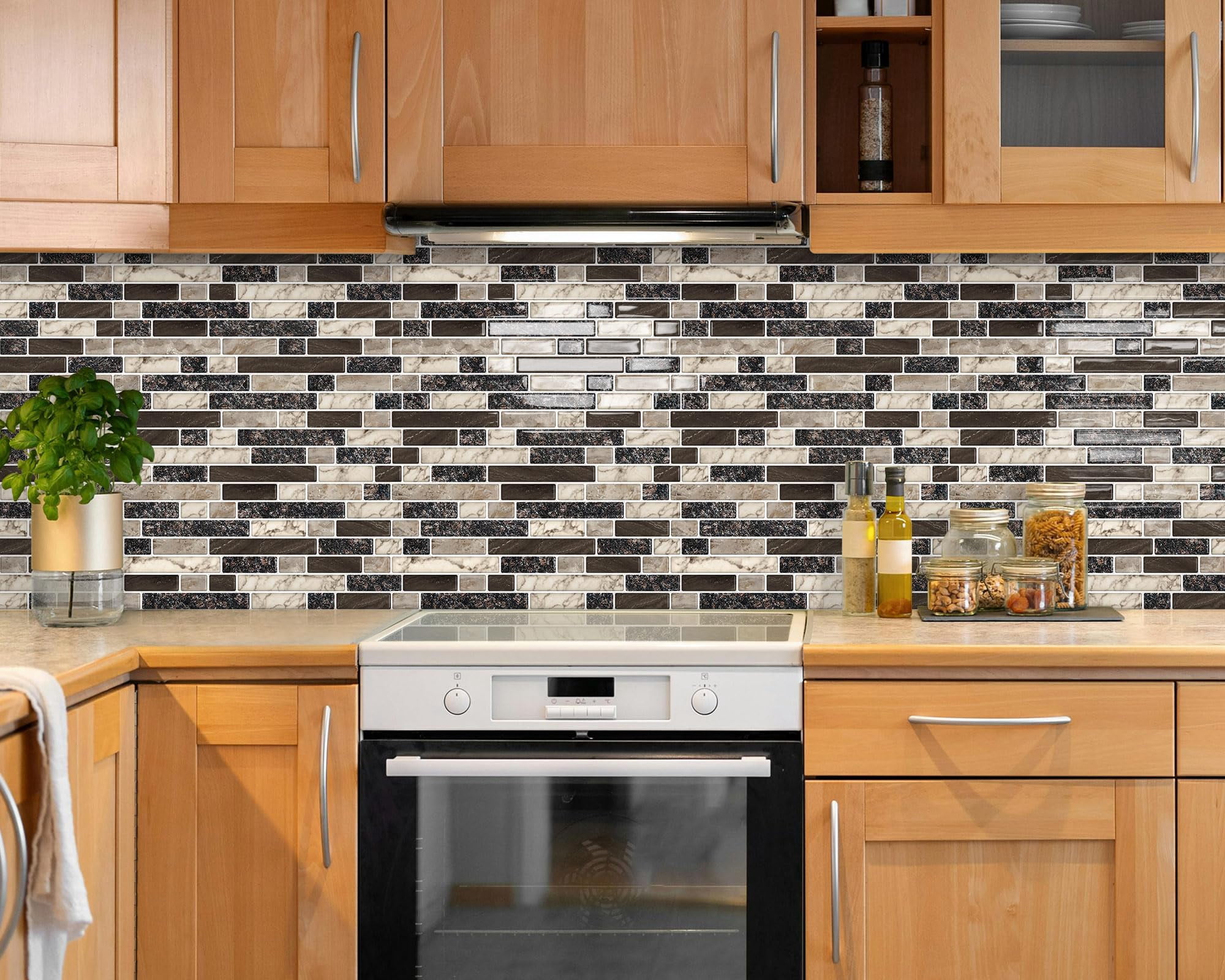 Thick Peel And Stick Backsplash Tile 12"x12" 3d Self Adhesive Marble Tiles For Kitchen Bathroom Wall (10-sheet Brown)
