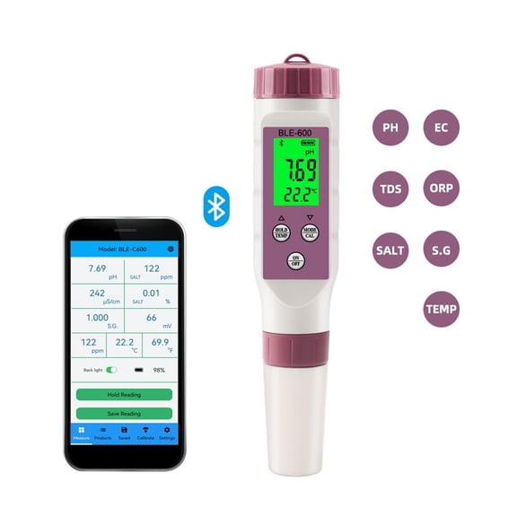 7 in 1 PH Meter PH/EC/TDS/ORP/SALT/S.G/TEMP Online Monitor APP Intelligent for Drinking Aquarium Water Tester ,Reliable