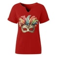 thumbnail image 5 of Craaazy Mardi Gras Shirts for Women Short Sleeve Casual Carnival Printed V-neck T-shirts Gifts, 5 of 6