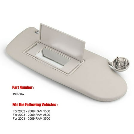 Right Passenger Sun Visor Without Light For Dodge Ram 1500 02-09 2500 3500 03-09