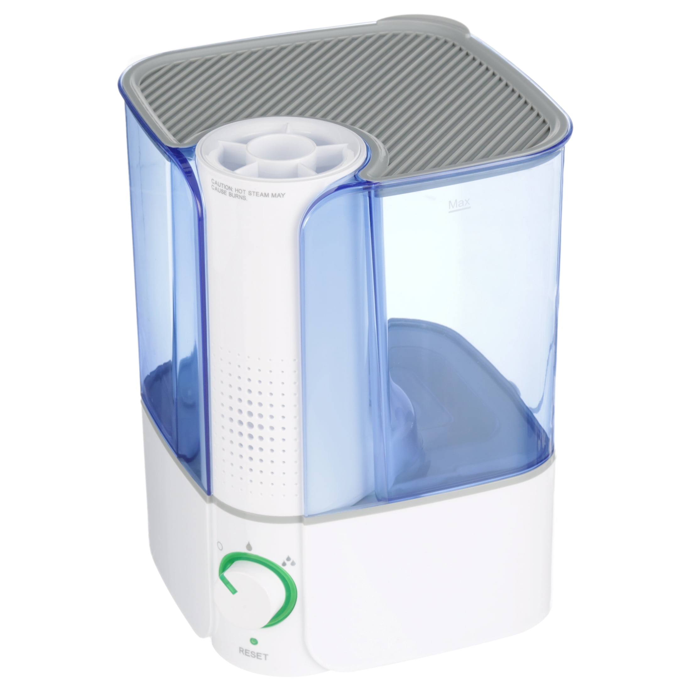 Equate Warm Mist Humidifier, Visible, Filter Free, White & Blue, Top Fill, 1.3 Gallon, Big Water Capacity