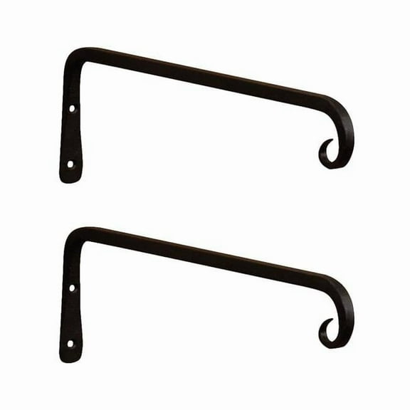 ACHLA Designs TSH-12-2 12 in. Straight Downcurled Bracket, Black - Pack of 2
