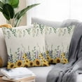 thumbnail image 2 of Outdoor Pillow Covers Pack of 2, Sunflower Lavender Eucalyptus Leaves Flower Waterproof Throw Pillowcase Cushion Cases, Vintage Linen Decorative Pillow Cover for Couch Sofa Home Bed Patio, 2 of 9