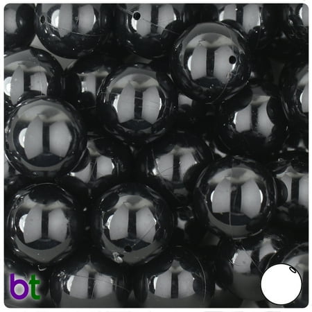 BeadTin Black Opaque 18mm Round Plastic Beads (10pcs)