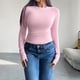thumbnail image 3 of 2024 New in Y2K Pink Backless Long Sleeve Crop Top Women Fashion Ribble Knitted T-shirt Solid Color Tee Stranger Things Clothing, 3 of 5