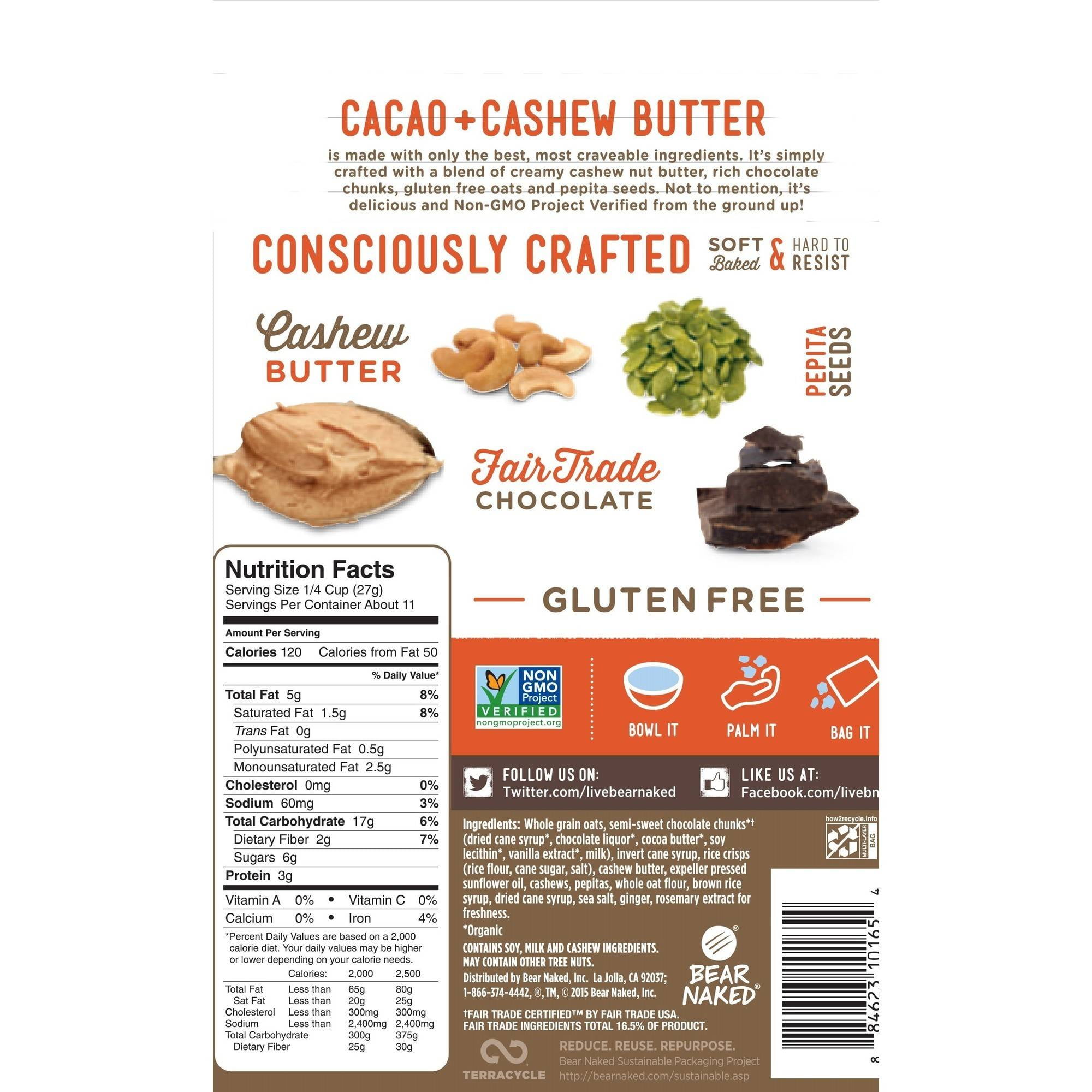 Bear Naked Gluten Free Granola, Cacao & Cashew Butter, 11 Oz - Walmart.com Bear Naked Gluten Free Granola, Cacao & Cashew Butter, 11 Oz ...