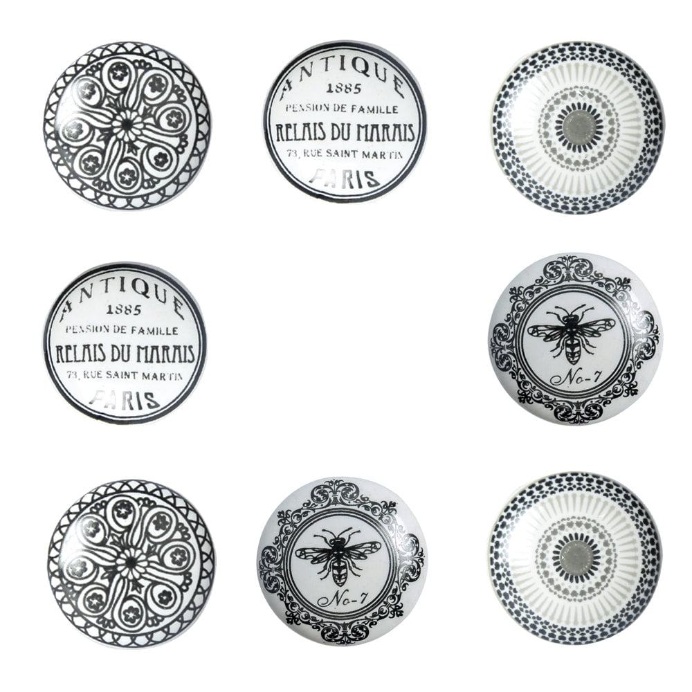 Set Of eight mix design printed Knobs