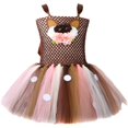 thumbnail image 3 of Vestido de malla para niñas con flores navideñas y alce pequeño, vestido de celebración navideña, falda, 3 of 5