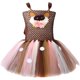 thumbnail image 3 of Vestido de malla para niñas con flores navideñas y alce pequeño, vestido de celebración navideña, falda, 3 of 5