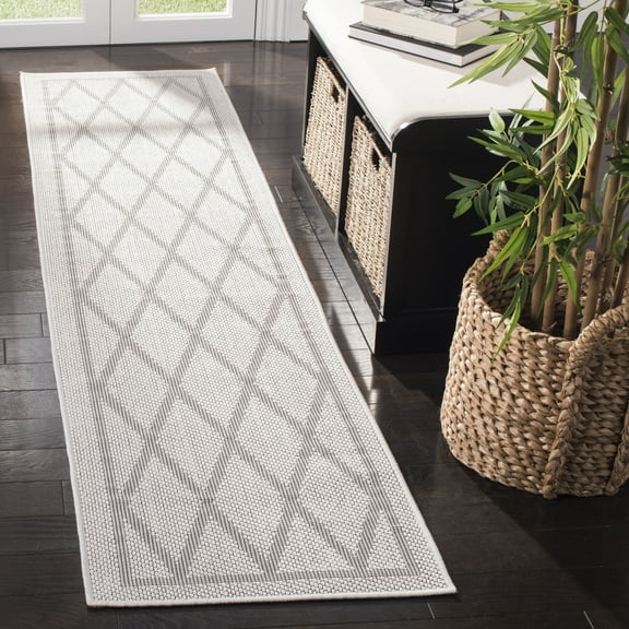 SAFAVIEH Machine Washable Rug Indoor/Outdoor Bermuda Collection - Indoor Outdoor BMU805A Bermuda Ivory / Light Grey Rug