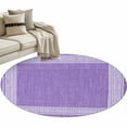 thumbnail image 2 of Purple Geometric 3.3ft Round Rug, White Greek Key Design Burlap Modern Art Non-Skid Rubber Backing Large Area Rugs - Living Room Bedroom Home Office, Indoor Floor Mat Carpets Washable Rug, 2 of 9