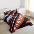 thumbnail image 3 of Feelyou Modern Rugby Football Full Size Comforter Sets, Cartoon Soccer Helmet Bedding Comforter Set, Black Chocolate Abstract Stripes Reversible Bedding Sets, Luxury Bedroom Decor, 3-Piece, 3 of 8