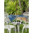 thumbnail image 2 of Outdoor Tablecloth with Umbrella Hole and Zipper, Black Plaid Easter Round Table Cloth 54 Inch Waterproof Tablecloth, Truck Spring Floral Bunny Animals Wooden Picnic Table Cover for Patio Camping, 2 of 7