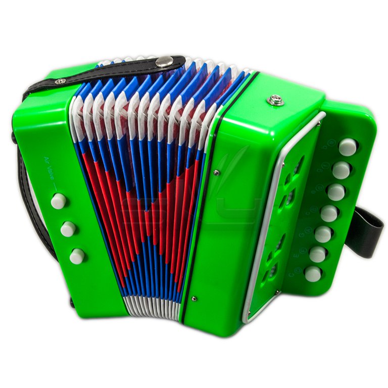 SKY Accordion Bright Green Color 7 Button 2 Bass Kid Music Instrument Easy  to Play