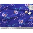 thumbnail image 2 of Soimoi Blue Cotton Poplin Fabric Leaves & Periwinkle Floral Printed Fabric 1 Yard 42 Inch Wide, 2 of 3