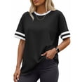 thumbnail image 2 of Rosvigor Women Tops Loose Fit T Shirts for Women Color Block Shirts Casual Tops Summer Blouses, 2 of 8