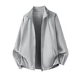 thumbnail image 6 of Mens Casual Bomber Jacket Windproof Mock Neck Full Zip Active Classic Fit Windbreaker Coat with Pockets for Fall Winter Streetwear Travel, Gray, L, 6 of 8